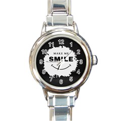 Black And White Simple Make Me Smile T Shirt 20250203 014057 0000 Round Italian Charm Watch by Cowcow2005