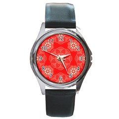 Crimson Current Round Metal Watch by ArtfulThreads