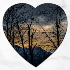 Tree Silhouette At Border Of Nahuel Haupi Lake, Rio Negro, Argentina Jigsaw Puzzle (heart) by dflcprintsclothing