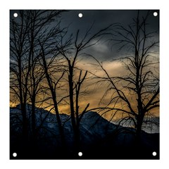 Tree Silhouette At Border Of Nahuel Haupi Lake, Rio Negro, Argentina Banner And Sign 3  X 3  by dflcprintsclothing