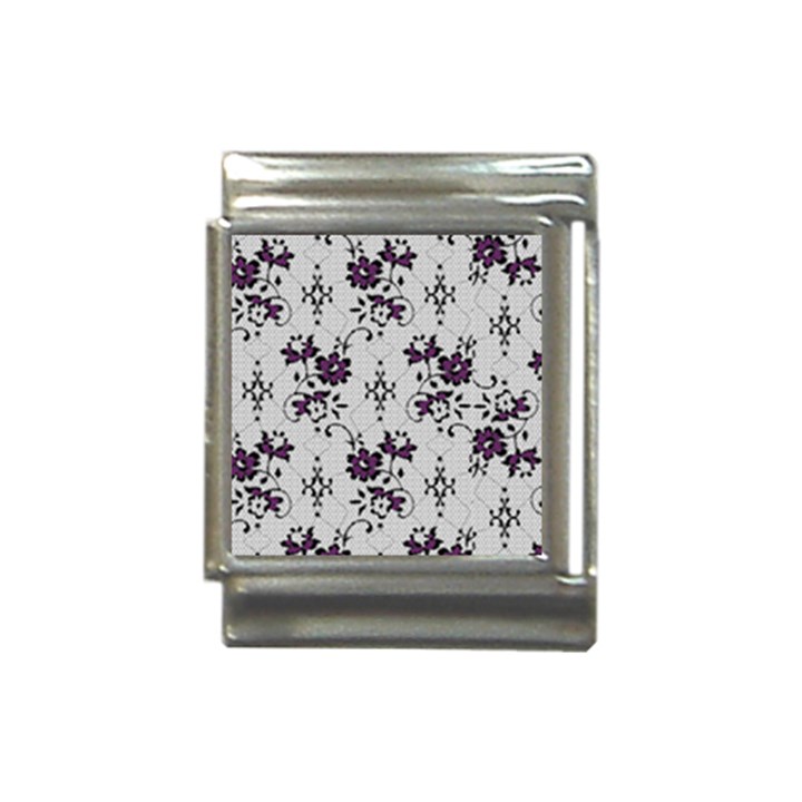 Elegant Purple Floral Jacquard Mesh Lace Fabric Italian Charm (13mm)