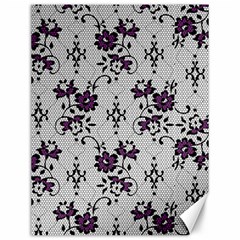 Elegant Purple Floral Jacquard Mesh Lace Fabric Canvas 12  X 16  by ArtfulThreads