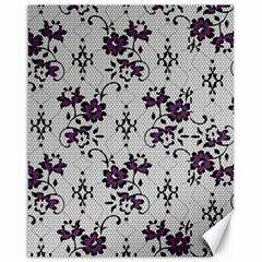 Elegant Purple Floral Jacquard Mesh Lace Fabric Canvas 16  X 20  by ArtfulThreads