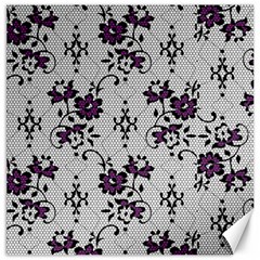 Elegant Purple Floral Jacquard Mesh Lace Fabric Canvas 20  X 20  by ArtfulThreads