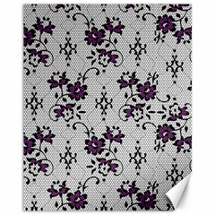 Elegant Purple Floral Jacquard Mesh Lace Fabric Canvas 11  X 14  by ArtfulThreads