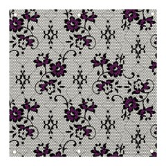 Elegant Purple Floral Jacquard Mesh Lace Fabric Banner And Sign 3  X 3  by ArtfulThreads