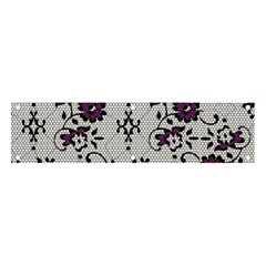 Elegant Purple Floral Jacquard Mesh Lace Fabric Banner And Sign 4  X 1  by ArtfulThreads