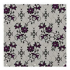 Elegant Purple Floral Jacquard Mesh Lace Fabric Banner And Sign 4  X 4  by ArtfulThreads