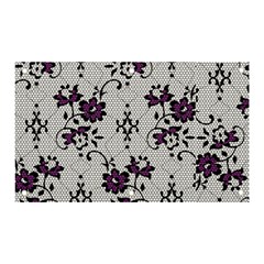 Elegant Purple Floral Jacquard Mesh Lace Fabric Banner And Sign 5  X 3  by ArtfulThreads