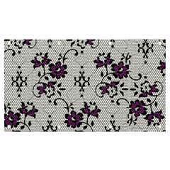 Elegant Purple Floral Jacquard Mesh Lace Fabric Banner And Sign 7  X 4  by ArtfulThreads