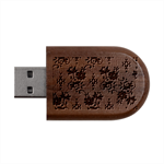 Elegant Purple Floral Jacquard Mesh Lace Fabric Wood Oval USB Flash Drive USB