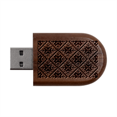 Ukrainian Folk Seamless Pattern Ornament Ethnic Ornament Border Element Traditional Art Wood Oval Usb Flash Drive by Grandong