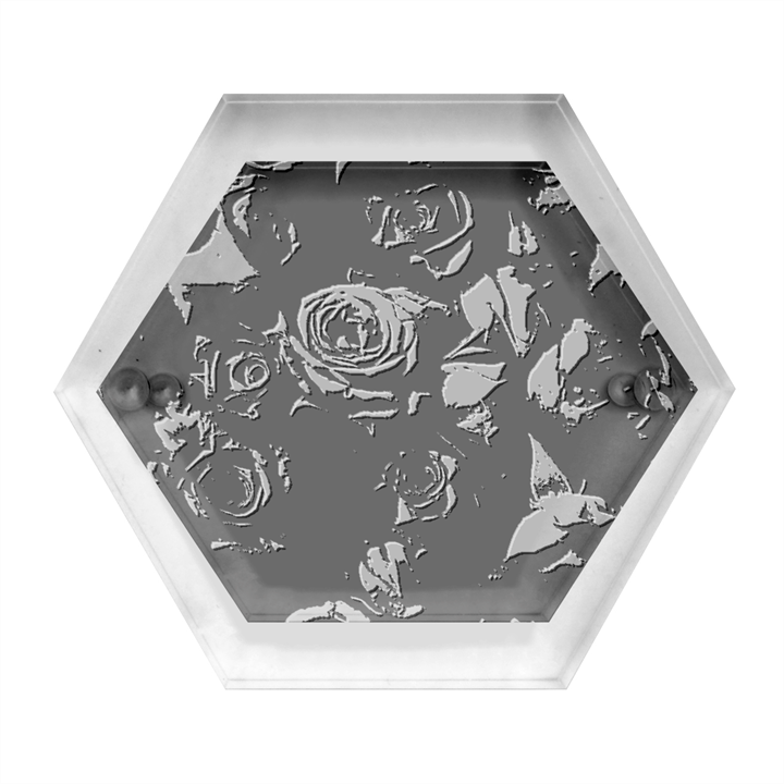 Floral Buds Of Roses Beautiful Flowers Hexagon Wood Jewelry Box