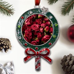 Floral Buds Of Roses Beautiful Flowers Metal X mas Lollipop With Crystal Ornament by Grandong