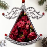 Floral Buds Of Roses Beautiful Flowers Metal Angel with Crystal Ornament Front