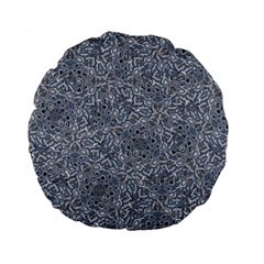 Blue Ornament Complex Mosaic Print Pattern Standard 15  Premium Round Cushions by dflcprintsclothing