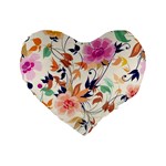 Abstract Floral Background Standard 16  Premium Flano Heart Shape Cushions Front