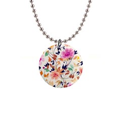 Abstract Floral Background 1  Button Necklace by kyorashop23