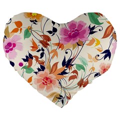 Abstract Floral Background Large 19  Premium Flano Heart Shape Cushions by kyorashop23