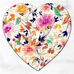 Abstract Floral Background Jigsaw Puzzle (heart) by kyorashop23