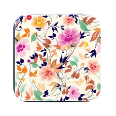 Abstract Floral Background Square Metal Box (black) by kyorashop23