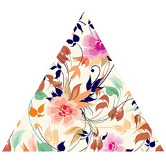 Abstract Floral Background Wooden Puzzle Triangle by kyorashop23