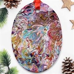 Abstract Waves Oval Ornament (two Sides) by kaleidomarblingart