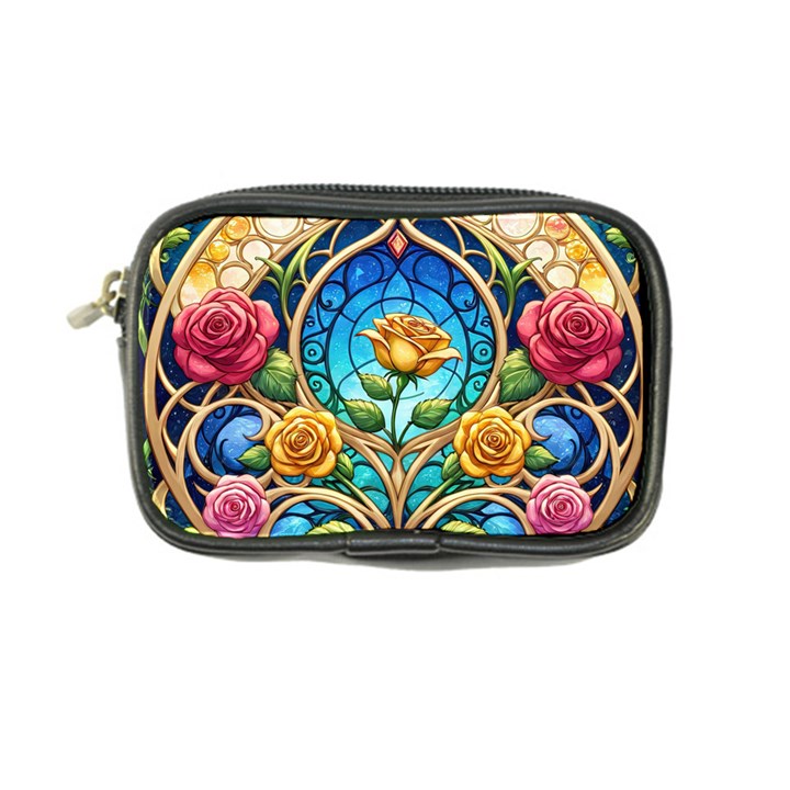 Roses Floral Stained Glass Vibrant Coin Purse