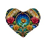 Roses Floral Stained Glass Vibrant Standard 16  Premium Heart Shape Cushions Front