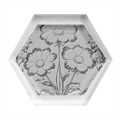 Fantasy Pink Flowers Stained Glass Hexagon Wood Jewelry Box by Grandong