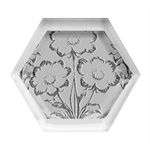 Fantasy Pink Flowers Stained Glass Hexagon Wood Jewelry Box Front