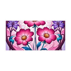 Fantasy Pink Flowers Stained Glass Yoga Headband by Grandong