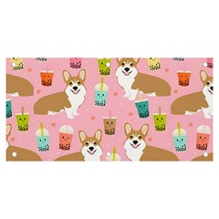 Corgi Bubble Boba Tea Pink Pattern Banner And Sign 6  X 3  by Salmanaz77