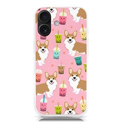 Corgi Bubble Boba Tea Pink Pattern Iphone 16 Tpu Uv Print Case by Salmanaz77