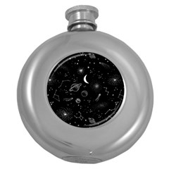 Cosmic Black Space Star Round Hip Flask (5 Oz) by Ndabl3x