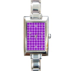 Purple Plaid Tartan 3 Rectangle Italian Charm Watch by dressshop