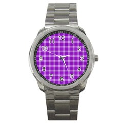 Purple Plaid Tartan 3 Sport Metal Watch by dressshop