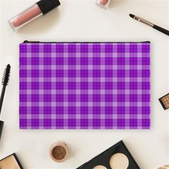 Purple Plaid Tartan 3 Cosmetic Bag (large) by dressshop