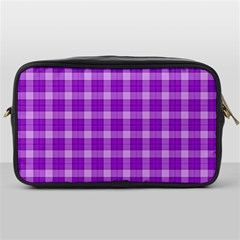 Purple Plaid Tartan 3 Toiletries Bag (one Side) by dressshop