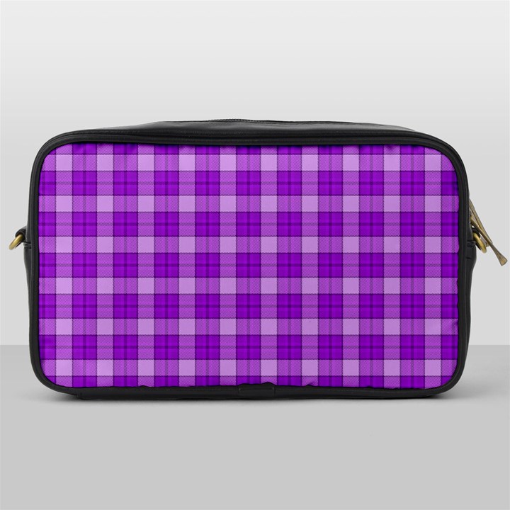 Purple Plaid Tartan 3 Toiletries Bag (One Side)