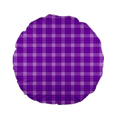 Purple Plaid Tartan 3 Standard 15  Premium Round Cushions by dressshop