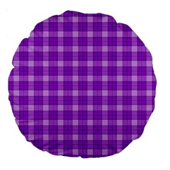 Purple Plaid Tartan 3 Large 18  Premium Round Cushions by dressshop