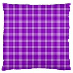 Purple Plaid Tartan 3 Large Premium Plush Fleece Cushion Case (two Sides) by dressshop