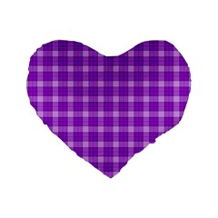 Purple Plaid Tartan 3 Standard 16  Premium Flano Heart Shape Cushions by dressshop