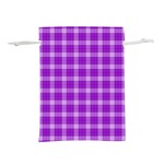 Purple Plaid Tartan 3 Lightweight Drawstring Pouch (S) Front