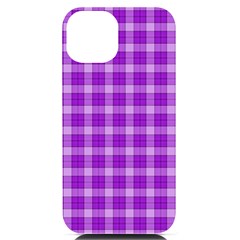 Purple Plaid Tartan 3 Iphone 14 Black Uv Print Pc Hardshell Case by dressshop