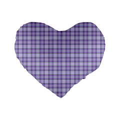 Purple Plaid Tartan 2 Standard 16  Premium Heart Shape Cushions by dressshop