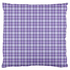 Purple Plaid Tartan 2 Large Premium Plush Fleece Cushion Case (two Sides) by dressshop