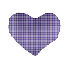 Purple Plaid Tartan 2 Standard 16  Premium Flano Heart Shape Cushions by dressshop