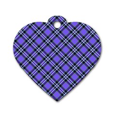 Blue Tartan Plaid 1 Diagonal Dog Tag Heart (one Side) by dressshop